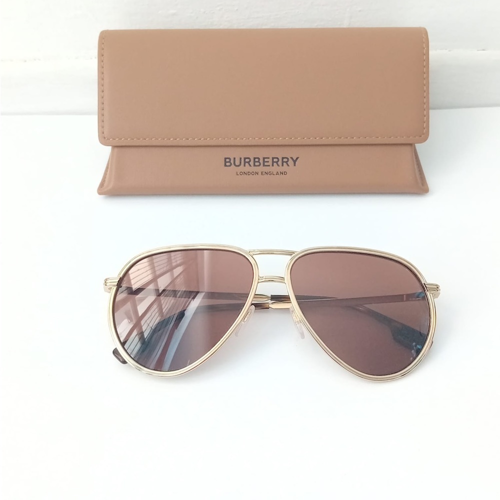 New - Burberry BE3135 110973 Scott Pilot Dark Brown Sunglasses - Picture 11 of 15